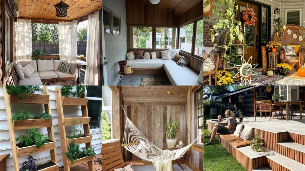 20 Back Porch Ideas With Pretty Seating, Plants and String Lights