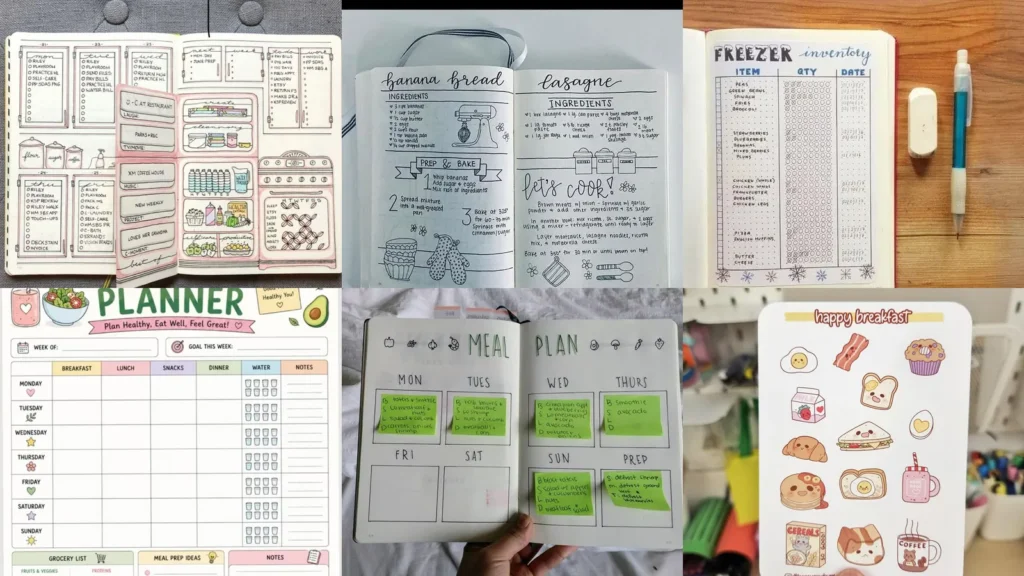 20 Bullet Journal Meal Planning Ideas With Cute Layouts and Food Doodles