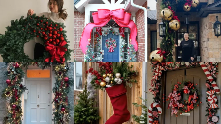 20 Christmas Front Door Decor Ideas With Wreaths, Bows and Sparkle
