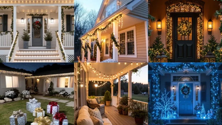 20 Christmas Porch Light Ideas With Stars, Garland and Colorful Bulbs