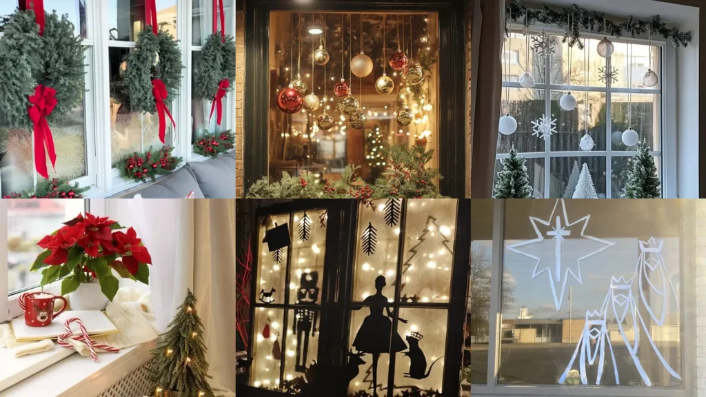 20 Christmas Window Decor Ideas With Bows, Stars and Little Villages