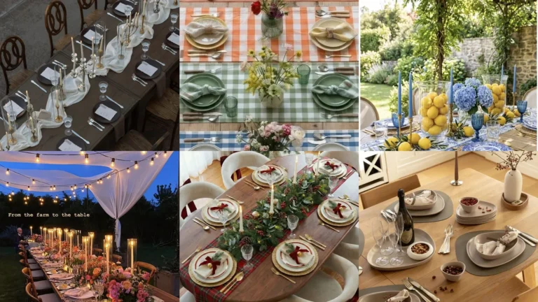 20 Dinner Table Setup Ideas With Flowers, Candles and Pretty Place Settings
