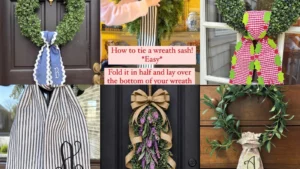 20 Door Wreath Sash Ideas With Pretty Prints and Personal Touches