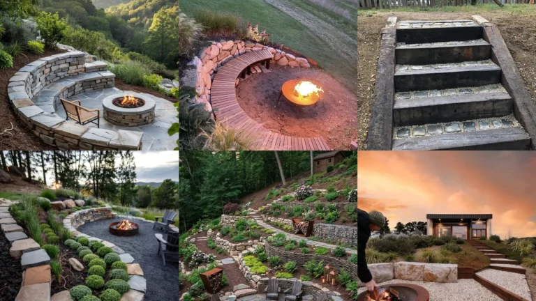 20 Ideas for a Fire Pit on a Sloped Yard and Its Surroundings