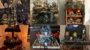 20 Halloween Village Display Ideas With Haunted Houses, Pumpkins and Lights