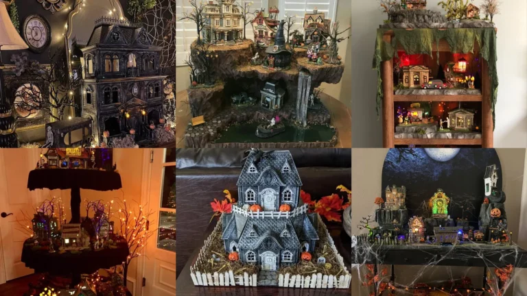 20 Halloween Village Display Ideas With Haunted Houses, Pumpkins and Lights