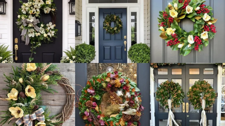 20 Magnolia Wreath Front Door Ideas and Other Pretty Entryway Looks
