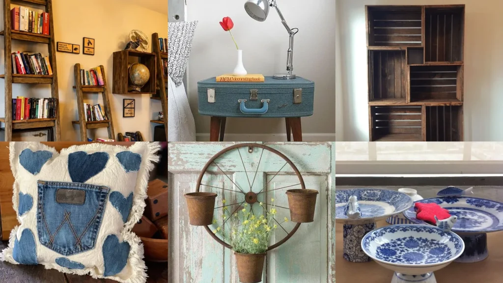 20 Upcycled Decor Ideas From Ladder Shelves to Pretty Plate Stands